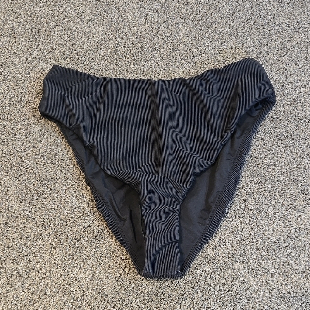 NWOT Good American Women Fits Black Striped Bikini Bottom Swim Sz 2/M
